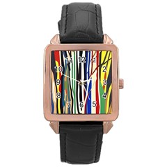 Abstract Trees Colorful Artwork Woods Forest Nature Artistic Rose Gold Leather Watch  by Grandong