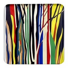 Abstract Trees Colorful Artwork Woods Forest Nature Artistic Square Glass Fridge Magnet (4 Pack) by Grandong