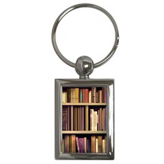 Books Bookshelves Office Fantasy Background Artwork Book Cover Apothecary Book Nook Literature Libra Key Chain (rectangle) by Grandong