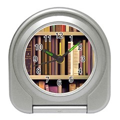 Books Bookshelves Office Fantasy Background Artwork Book Cover Apothecary Book Nook Literature Libra Travel Alarm Clock by Grandong