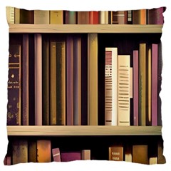 Books Bookshelves Office Fantasy Background Artwork Book Cover Apothecary Book Nook Literature Libra Large Premium Plush Fleece Cushion Case (two Sides) by Grandong