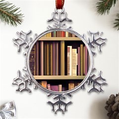 Books Bookshelves Office Fantasy Background Artwork Book Cover Apothecary Book Nook Literature Libra Metal Large Snowflake Ornament by Grandong