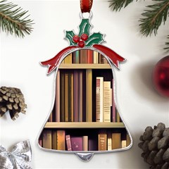 Books Bookshelves Office Fantasy Background Artwork Book Cover Apothecary Book Nook Literature Libra Metal Holly Leaf Bell Ornament by Grandong