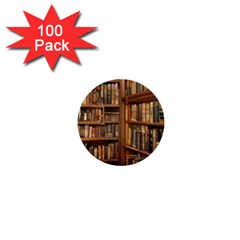 Room Interior Library Books Bookshelves Reading Literature Study Fiction Old Manor Book Nook Reading 1  Mini Buttons (100 Pack)  by Grandong