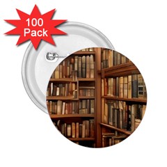 Room Interior Library Books Bookshelves Reading Literature Study Fiction Old Manor Book Nook Reading 2 25  Buttons (100 Pack)  by Grandong