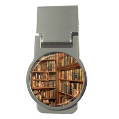 Room Interior Library Books Bookshelves Reading Literature Study Fiction Old Manor Book Nook Reading Money Clips (round)  by Grandong