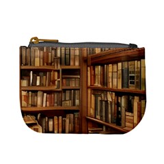 Room Interior Library Books Bookshelves Reading Literature Study Fiction Old Manor Book Nook Reading Mini Coin Purse by Grandong