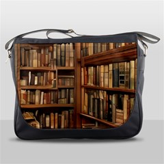 Room Interior Library Books Bookshelves Reading Literature Study Fiction Old Manor Book Nook Reading Messenger Bag by Grandong