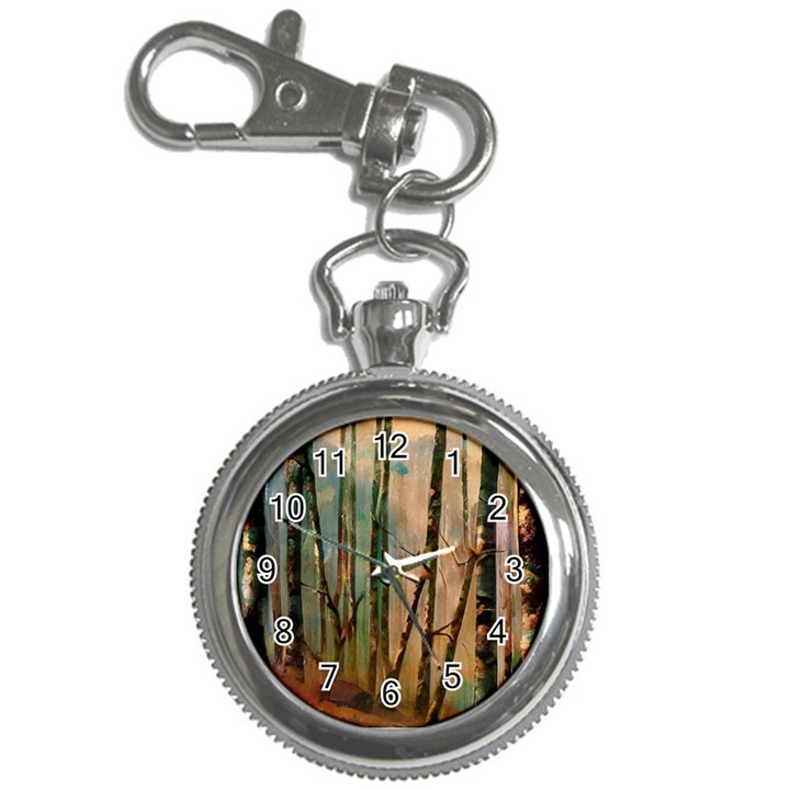 woodland woods forest trees nature outdoors mist moon background artwork book Key Chain Watches