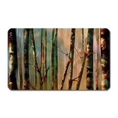 Woodland Woods Forest Trees Nature Outdoors Mist Moon Background Artwork Book Magnet (rectangular) by Grandong