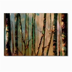 Woodland Woods Forest Trees Nature Outdoors Mist Moon Background Artwork Book Postcards 5  X 7  (pkg Of 10) by Grandong