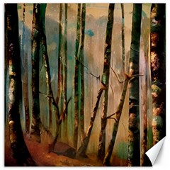 Woodland Woods Forest Trees Nature Outdoors Mist Moon Background Artwork Book Canvas 20  X 20  by Grandong