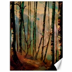 Woodland Woods Forest Trees Nature Outdoors Mist Moon Background Artwork Book Canvas 36  X 48  by Grandong