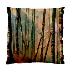 Woodland Woods Forest Trees Nature Outdoors Mist Moon Background Artwork Book Standard Cushion Case (one Side) by Grandong