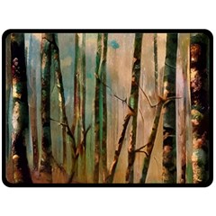 Woodland Woods Forest Trees Nature Outdoors Mist Moon Background Artwork Book Fleece Blanket (large) by Grandong