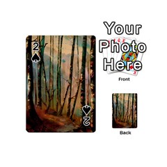 Woodland Woods Forest Trees Nature Outdoors Mist Moon Background Artwork Book Playing Cards 54 Designs (mini) by Grandong