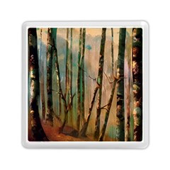 Woodland Woods Forest Trees Nature Outdoors Mist Moon Background Artwork Book Memory Card Reader (square) by Grandong