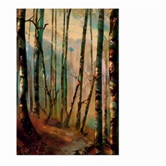 Woodland Woods Forest Trees Nature Outdoors Mist Moon Background Artwork Book Large Garden Flag (two Sides) by Grandong