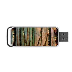 Woodland Woods Forest Trees Nature Outdoors Mist Moon Background Artwork Book Portable Usb Flash (one Side) by Grandong