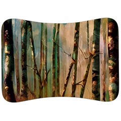 Woodland Woods Forest Trees Nature Outdoors Mist Moon Background Artwork Book Velour Seat Head Rest Cushion