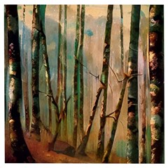 Woodland Woods Forest Trees Nature Outdoors Mist Moon Background Artwork Book Wooden Puzzle Square by Grandong