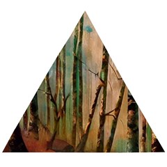 Woodland Woods Forest Trees Nature Outdoors Mist Moon Background Artwork Book Wooden Puzzle Triangle by Grandong