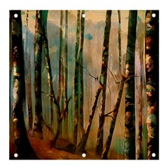 Woodland Woods Forest Trees Nature Outdoors Mist Moon Background Artwork Book Banner And Sign 4  X 4  by Grandong