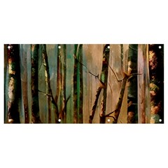 Woodland Woods Forest Trees Nature Outdoors Mist Moon Background Artwork Book Banner And Sign 8  X 4  by Grandong