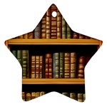 Room Interior Library Books Bookshelves Reading Literature Study Fiction Old Manor Book Nook Reading Star Ornament (Two Sides) Front