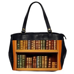 Room Interior Library Books Bookshelves Reading Literature Study Fiction Old Manor Book Nook Reading Oversize Office Handbag (2 Sides) by Grandong