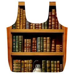 Room Interior Library Books Bookshelves Reading Literature Study Fiction Old Manor Book Nook Reading Full Print Recycle Bag (xxxl) by Grandong