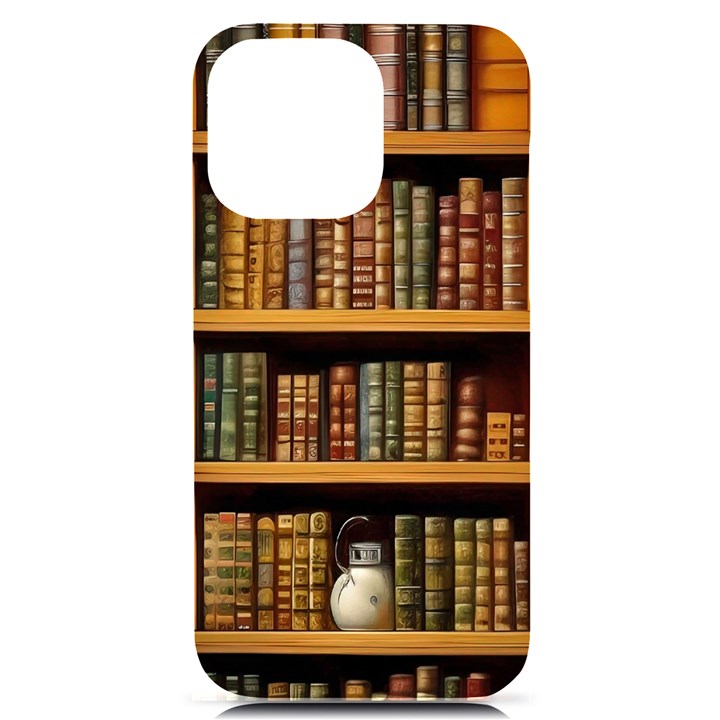 Room Interior Library Books Bookshelves Reading Literature Study Fiction Old Manor Book Nook Reading iPhone 14 Pro Max Black UV Print Case