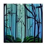 Nature Outdoors Night Trees Scene Forest Woods Light Moonlight Wilderness Stars Tile Coaster Front