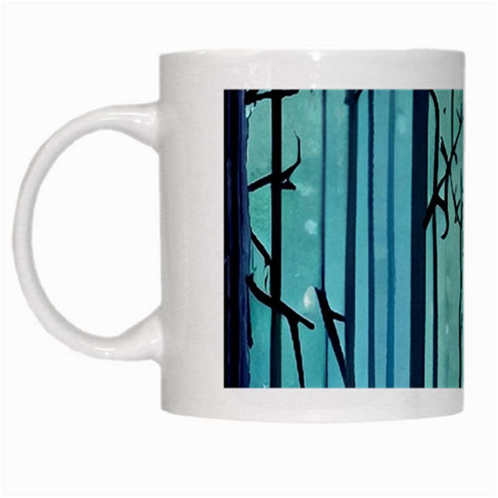 Nature Outdoors Night Trees Scene Forest Woods Light Moonlight Wilderness Stars White Mug