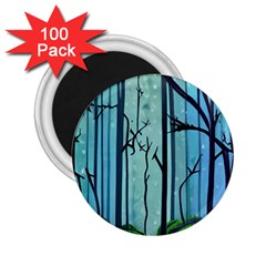 Nature Outdoors Night Trees Scene Forest Woods Light Moonlight Wilderness Stars 2.25  Magnets (100 pack) 