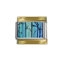 Nature Outdoors Night Trees Scene Forest Woods Light Moonlight Wilderness Stars Gold Trim Italian Charm (9mm)