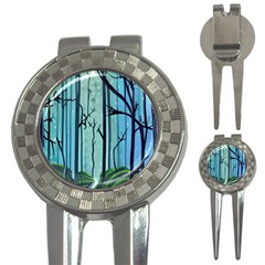 Nature Outdoors Night Trees Scene Forest Woods Light Moonlight Wilderness Stars 3-in-1 Golf Divots