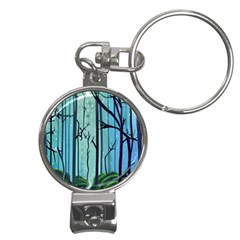 Nature Outdoors Night Trees Scene Forest Woods Light Moonlight Wilderness Stars Nail Clippers Key Chain