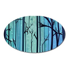 Nature Outdoors Night Trees Scene Forest Woods Light Moonlight Wilderness Stars Oval Magnet