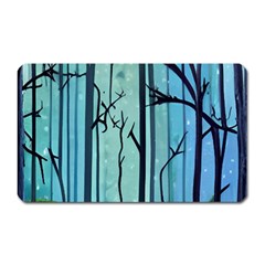 Nature Outdoors Night Trees Scene Forest Woods Light Moonlight Wilderness Stars Magnet (Rectangular)