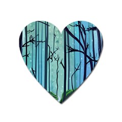 Nature Outdoors Night Trees Scene Forest Woods Light Moonlight Wilderness Stars Heart Magnet