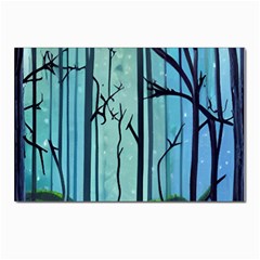 Nature Outdoors Night Trees Scene Forest Woods Light Moonlight Wilderness Stars Postcard 4 x 6  (Pkg of 10)