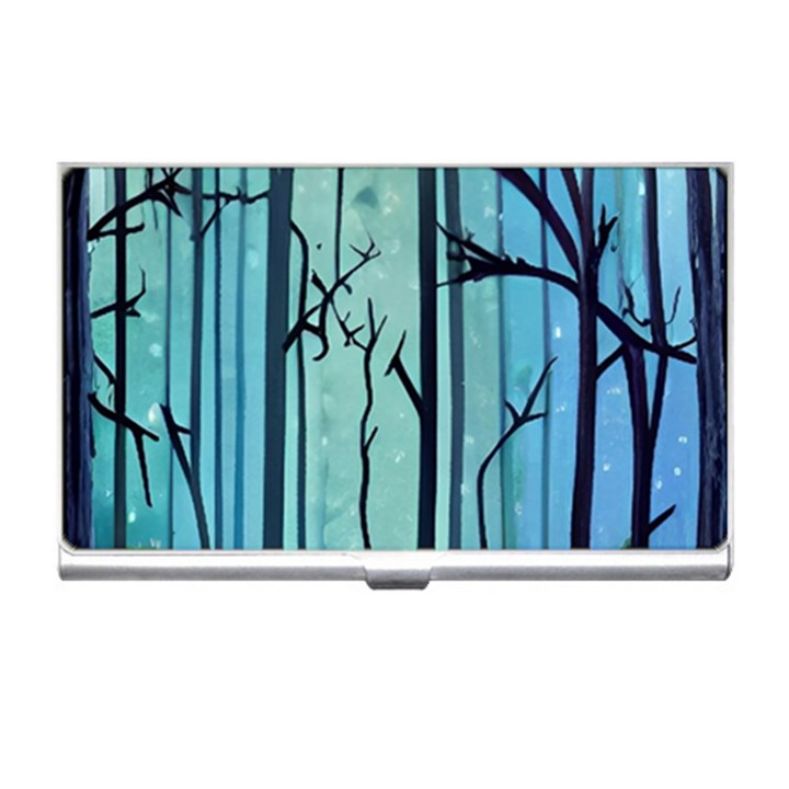 Nature Outdoors Night Trees Scene Forest Woods Light Moonlight Wilderness Stars Business Card Holder