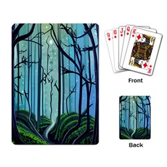 Nature Outdoors Night Trees Scene Forest Woods Light Moonlight Wilderness Stars Playing Cards Single Design (Rectangle)