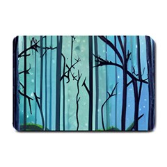 Nature Outdoors Night Trees Scene Forest Woods Light Moonlight Wilderness Stars Small Doormat