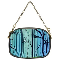 Nature Outdoors Night Trees Scene Forest Woods Light Moonlight Wilderness Stars Chain Purse (One Side)