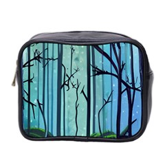 Nature Outdoors Night Trees Scene Forest Woods Light Moonlight Wilderness Stars Mini Toiletries Bag (two Sides) by Grandong