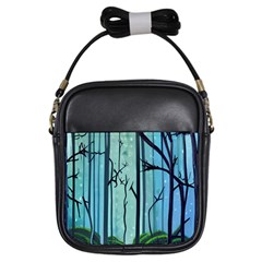 Nature Outdoors Night Trees Scene Forest Woods Light Moonlight Wilderness Stars Girls Sling Bag