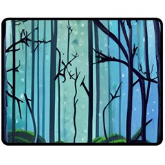 Nature Outdoors Night Trees Scene Forest Woods Light Moonlight Wilderness Stars Fleece Blanket (Medium)