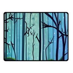 Nature Outdoors Night Trees Scene Forest Woods Light Moonlight Wilderness Stars Fleece Blanket (Small)